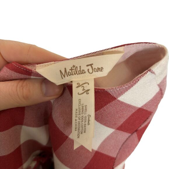 Matilda Jane White Red Checkered Peasant Dress Girls Size 2 - Picture 4 of 7